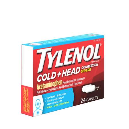 Tylenol Tylenol Cold Severe Caplets 24 Count, PK48 3026125